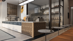 تصميم طاولات كافيه حديثة مع توزيع إضاءة طبيعي مميز